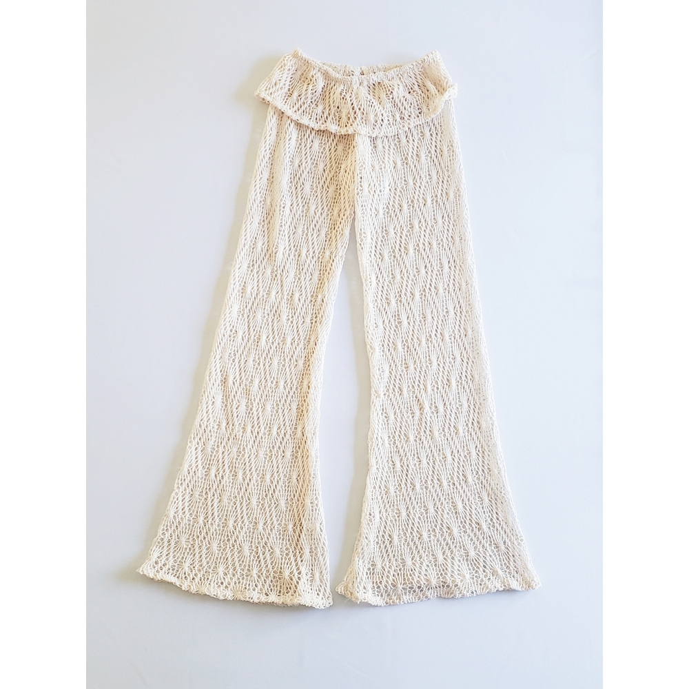 KNIT SWIM COVERUP WIDE-LEG CROCHET PANTS